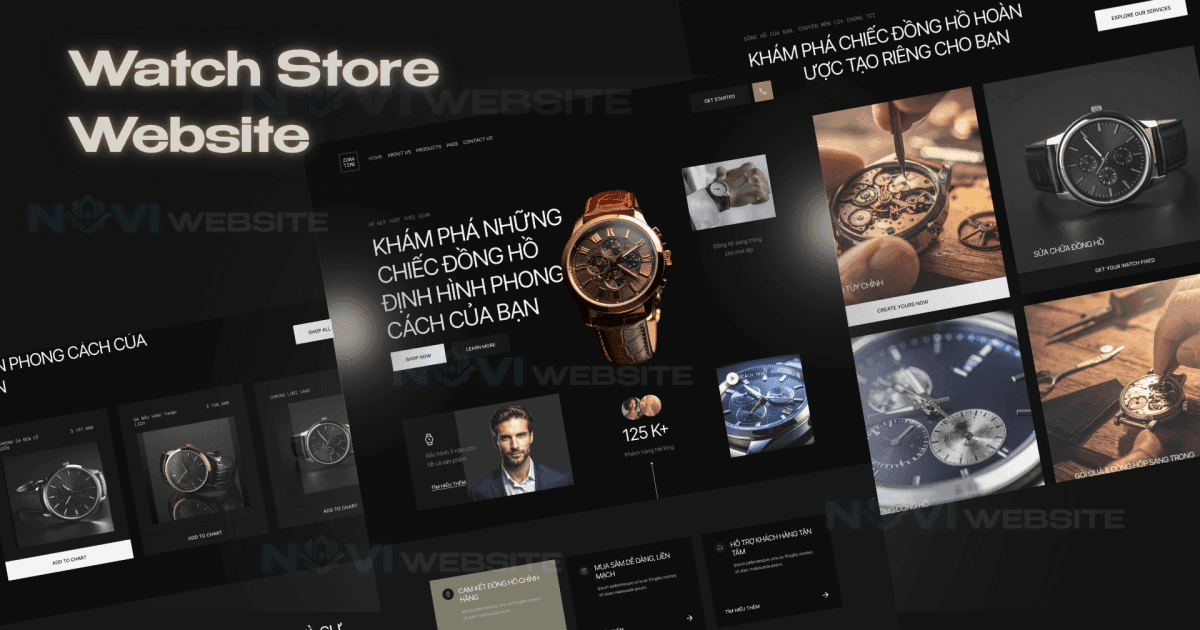 Website cửa hàng đồng hồ giao diện tối
