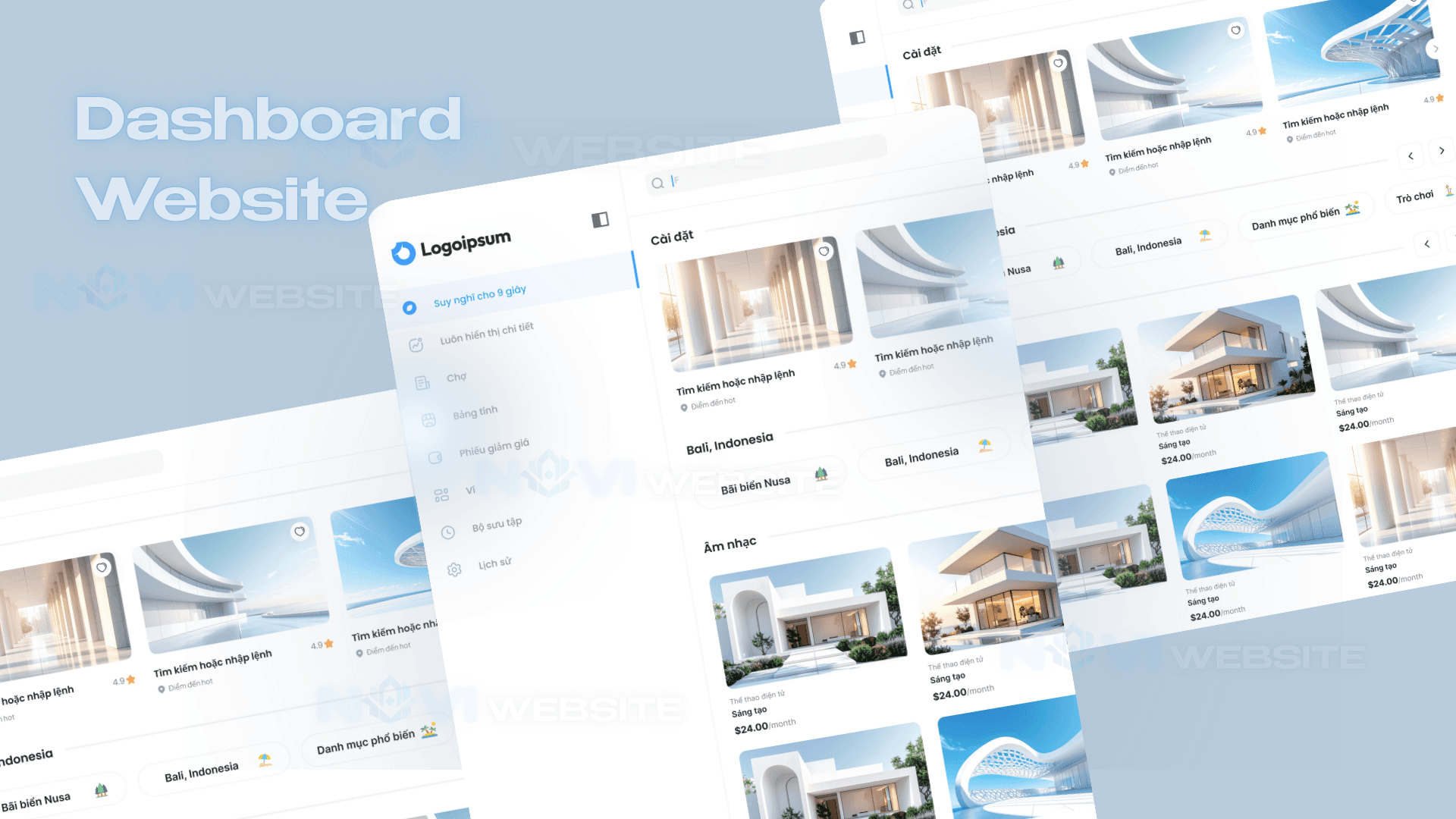 Website dashboard đặt tour