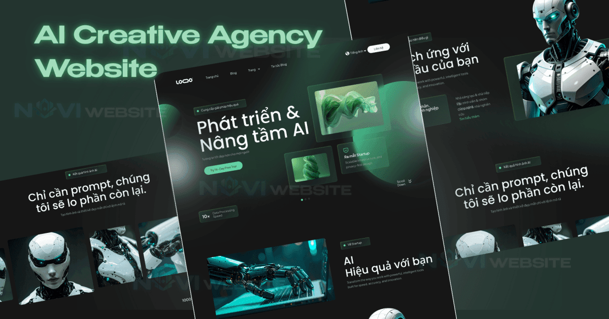 Website landing page khởi nghiệp AI