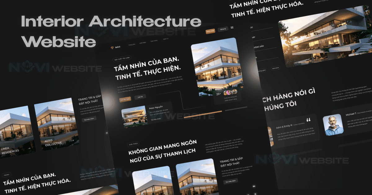 Website landing page nội thất & kiến trúc tối giản
